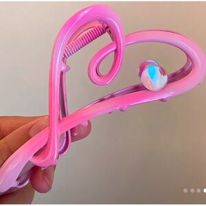 Pink Swirl Hair Clip with Pearl Accent